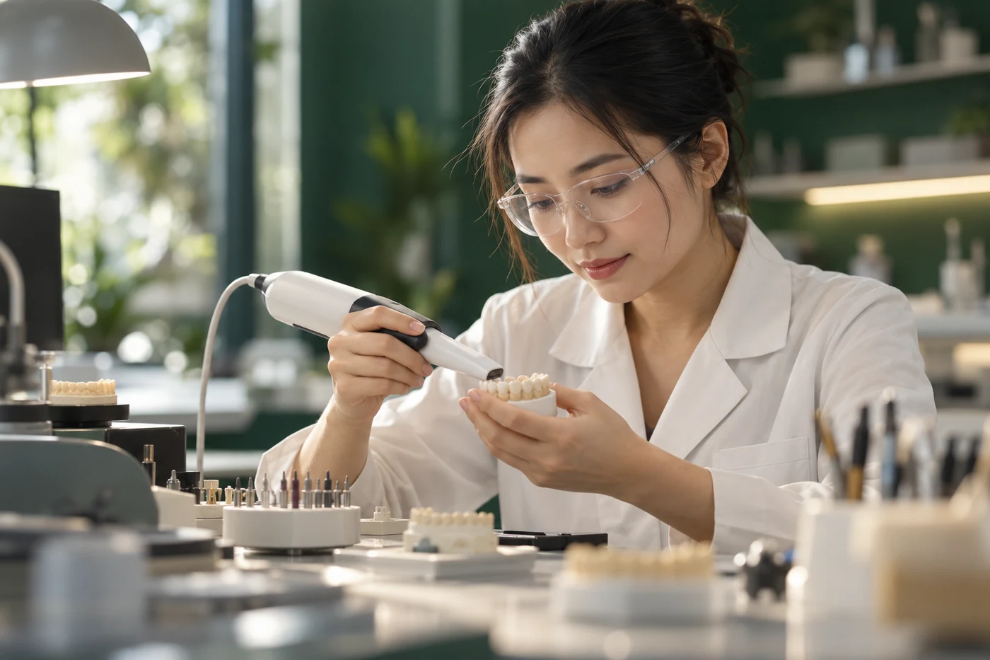 Hình concept về chuyên môn và sự tỉ mỉ tại labo nha khoa